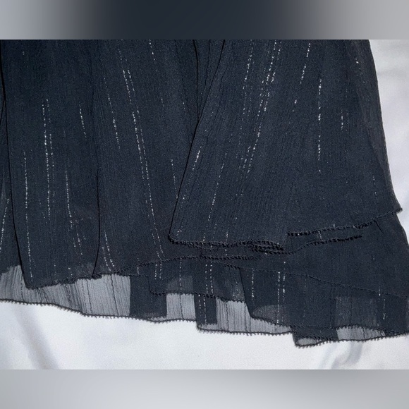 Unsubscribed black pintuck silk blouse with silver metallic accents - size 4/NWT - Picture 15 of 15